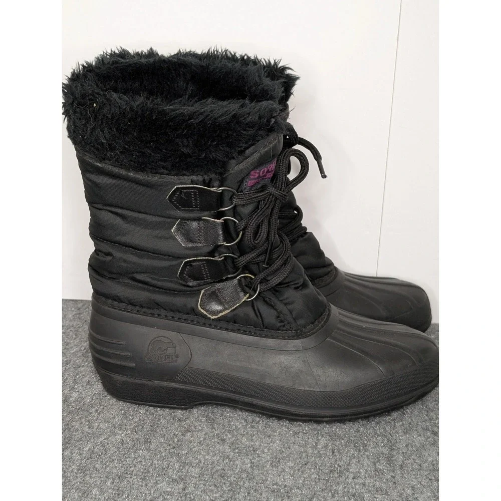 VTG Sorel Kaufman Insulated Winter Snow Boots Sz 8 Womens Lace Up‎ Faux Fur Trim